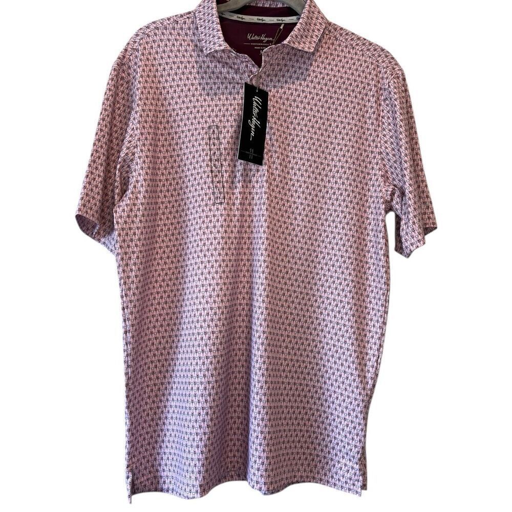 Walter Hagen Performance 11 Mens Golf Polo Cocktails Pink S NWT